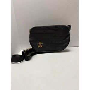 Jeffree Star Crossover Fanny Pack Bag Black Gold Faux Leather
